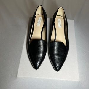 Womens Cole Haan Dellora Skimmer Pointed Toe Loafers, Black Leather, 5